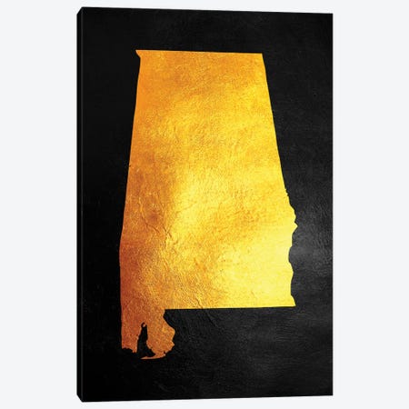 Alabama Gold Map Canvas Print #ABV1051} by Adrian Baldovino Canvas Art