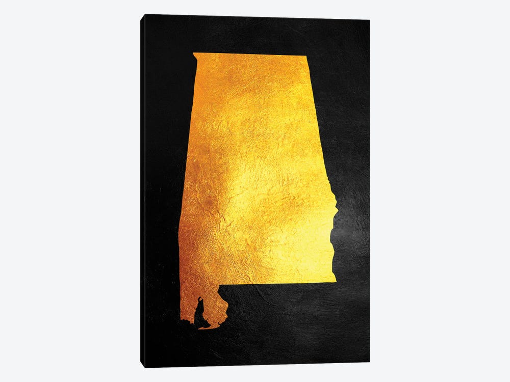 Alabama Gold Map by Adrian Baldovino 1-piece Art Print