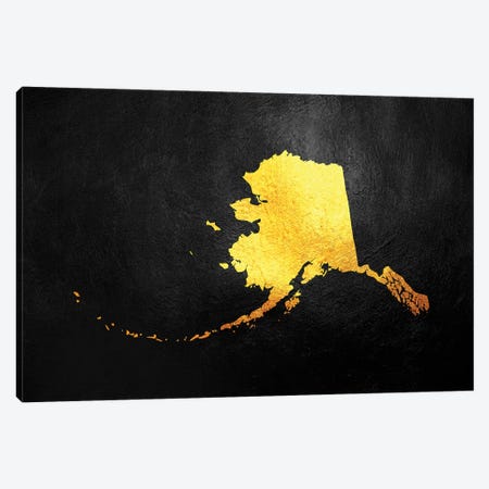 Alaska Gold Map Canvas Print #ABV1052} by Adrian Baldovino Canvas Art