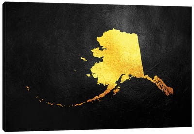 Alaska Gold Map Canvas Art Print - Alaska Art