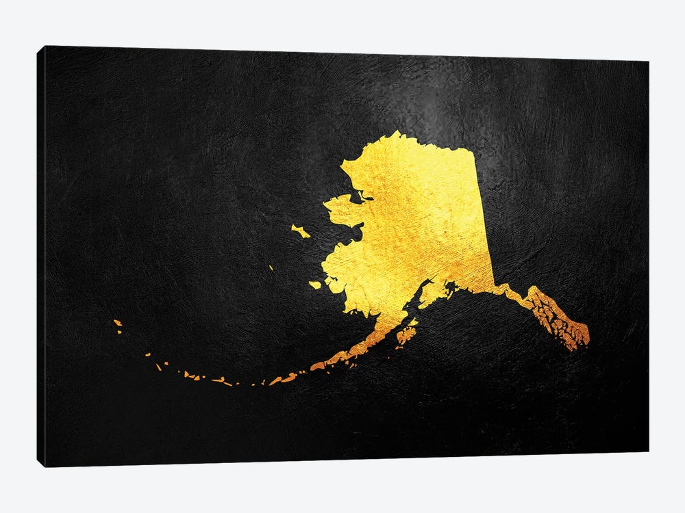 Alaska Gold Map by Adrian Baldovino 1-piece Canvas Artwork