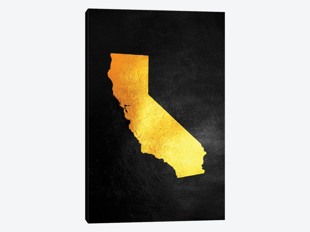 California Gold Map by Adrian Baldovino 1-piece Canvas Art Print