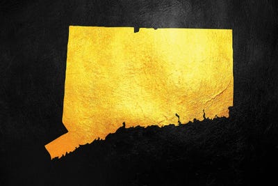 Connecticut Gold Map by Adrian Baldovino framed wall art
