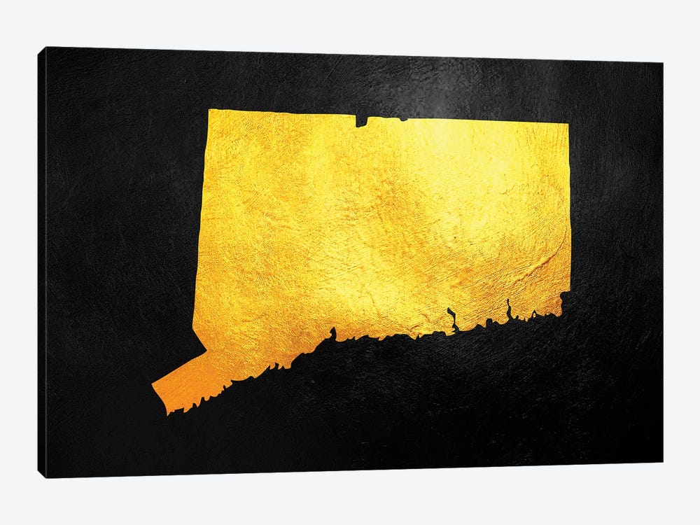 Connecticut Gold Map by Adrian Baldovino 1-piece Art Print