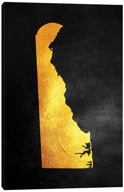 Delaware Gold Map Canvas Art Print - Delaware