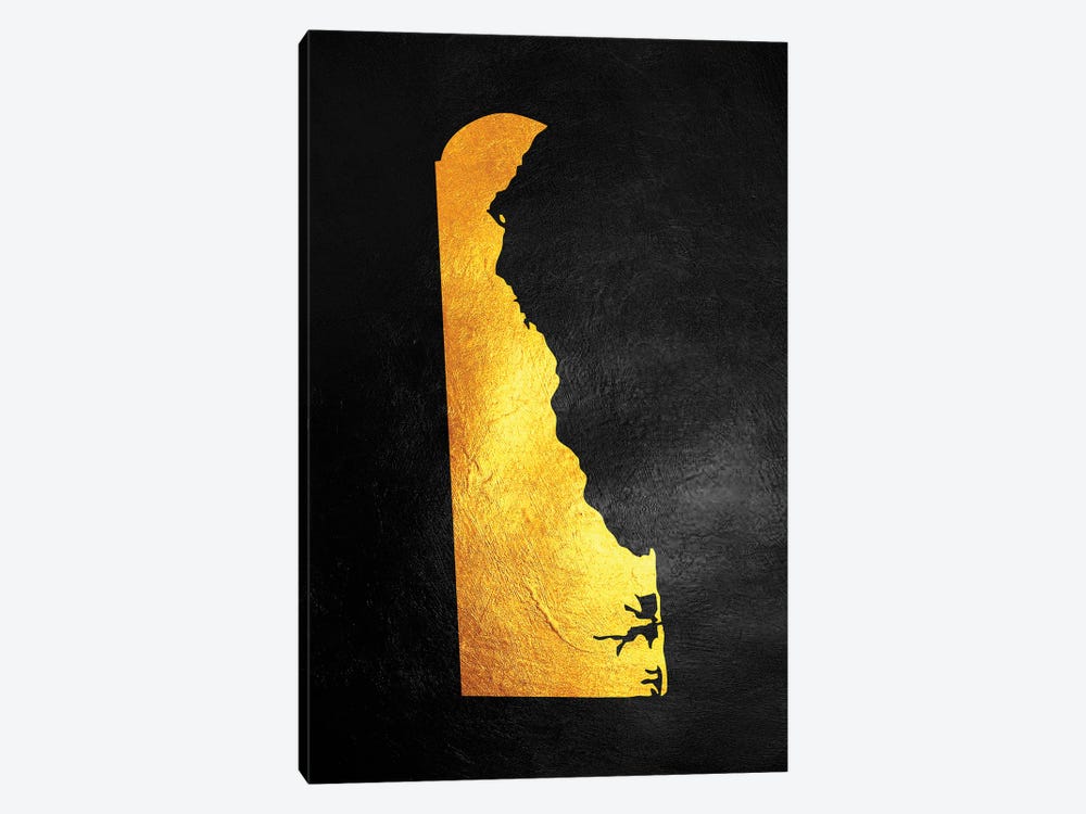 Delaware Gold Map by Adrian Baldovino 1-piece Canvas Art