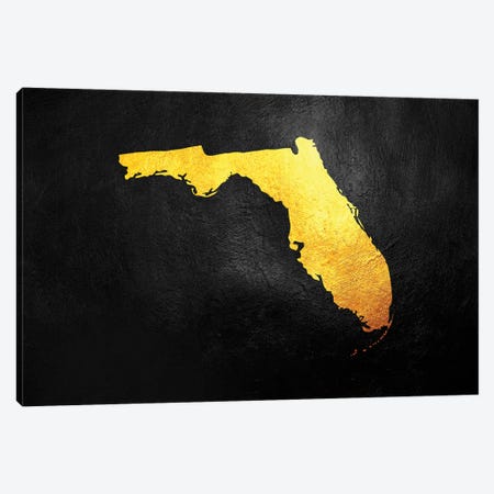 Florida Gold Map Canvas Print #ABV1059} by Adrian Baldovino Canvas Artwork