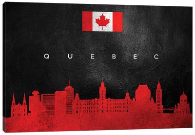 Quebec Canada Skyline Canvas Art Print - International Flag Art