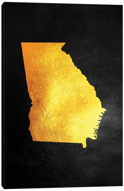 Georgia State Gold Map Canvas Art Print - Georgia Art