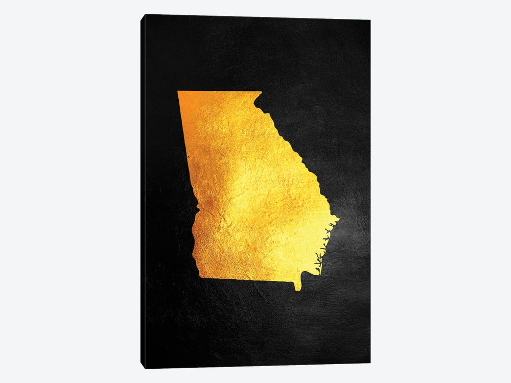 Georgia State Gold Map by Adrian Baldovino 1-piece Art Print