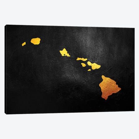 Hawaii Gold Map Canvas Print #ABV1061} by Adrian Baldovino Art Print
