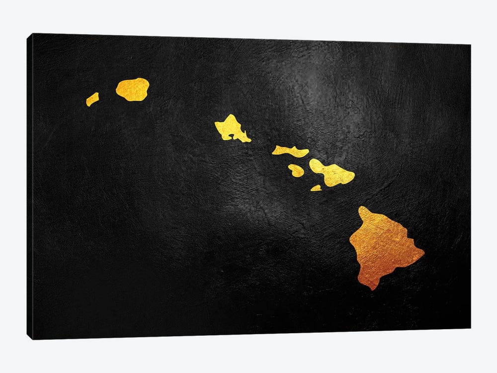Hawaii Gold Map by Adrian Baldovino 1-piece Canvas Wall Art
