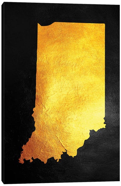 Indiana Gold Map Canvas Art Print - Indiana Art