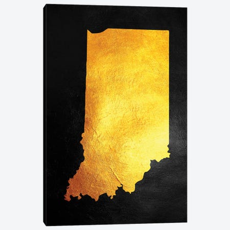Indiana Gold Map Canvas Print #ABV1064} by Adrian Baldovino Canvas Wall Art