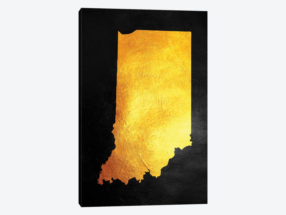 Indiana Gold Map by Adrian Baldovino 1-piece Art Print