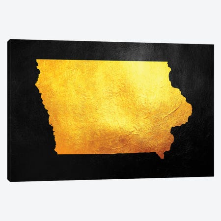 Iowa Gold Map Canvas Print #ABV1065} by Adrian Baldovino Canvas Wall Art