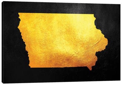 Iowa Gold Map Canvas Art Print - Iowa Art