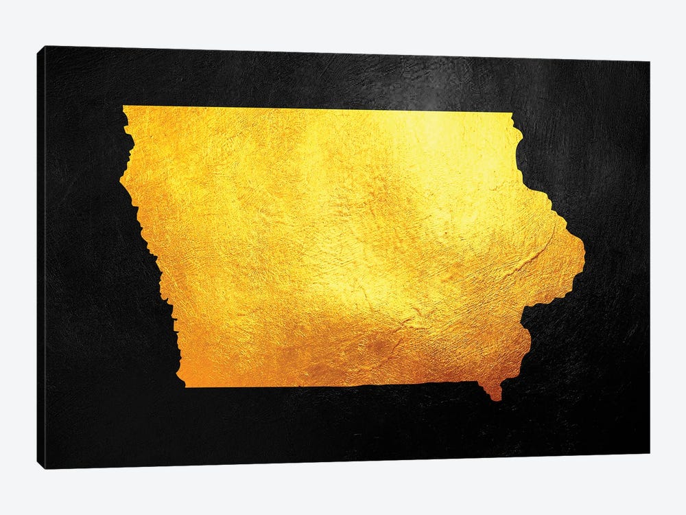 Iowa Gold Map by Adrian Baldovino 1-piece Canvas Wall Art