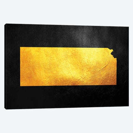 Kansas Gold Map Canvas Print #ABV1066} by Adrian Baldovino Canvas Artwork