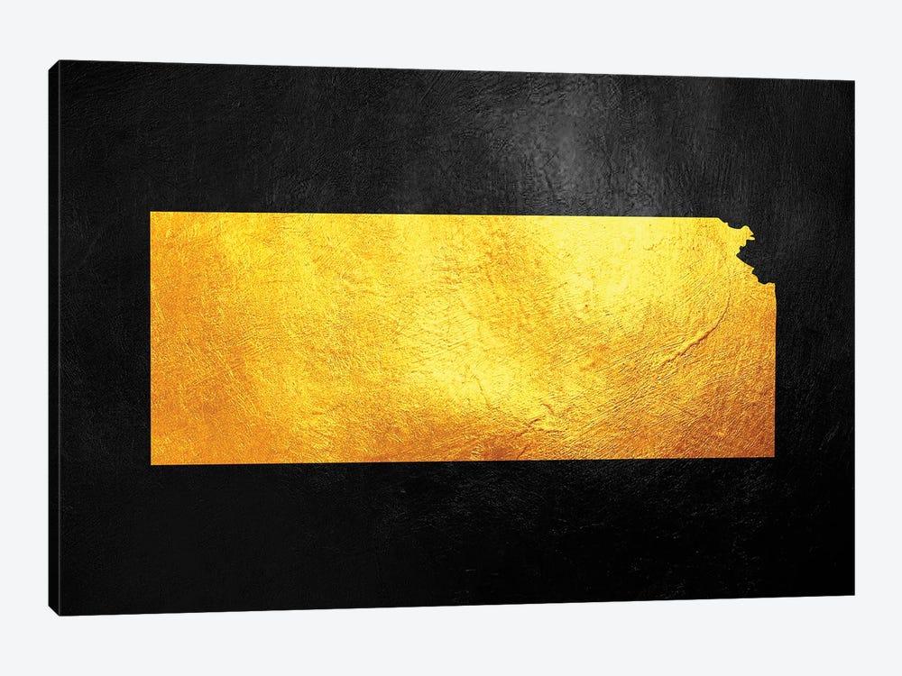 Kansas Gold Map by Adrian Baldovino 1-piece Canvas Art Print