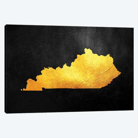 Kentucky Gold Map Canvas Print #ABV1067} by Adrian Baldovino Canvas Artwork