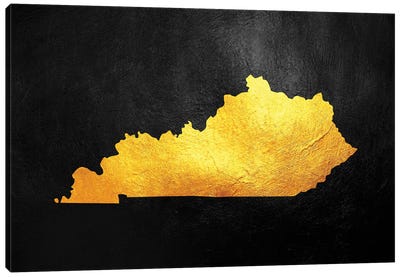 Kentucky Gold Map Canvas Art Print - Kentucky Art