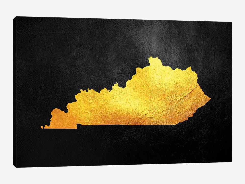 Kentucky Gold Map by Adrian Baldovino 1-piece Canvas Wall Art