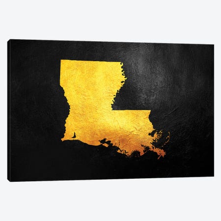 Louisiana Gold Map Canvas Print #ABV1068} by Adrian Baldovino Canvas Print