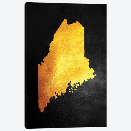 Maine Gold Map Canvas Print #ABV1069} by Adrian Baldovino Canvas Art Print