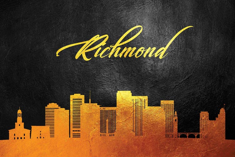 Richmond Virginia Gold Skyline by Adrian Baldovino wall art
