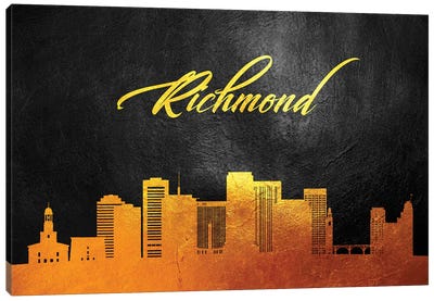 Richmond Virginia Gold Skyline Canvas Art Print - Virginia Art