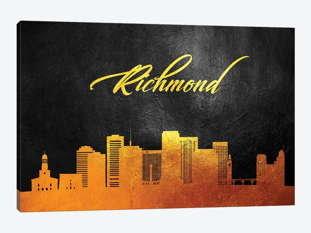 Richmond Virginia Gold Skyline by Adrian Baldovino 1-piece Art Print