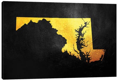 Maryland Gold Map Canvas Art Print - Adrian Baldovino