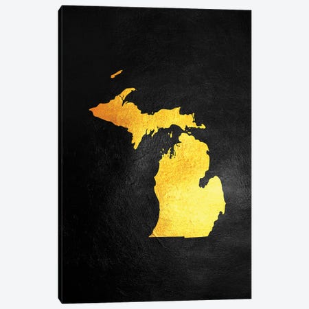 Michigan Gold Map Canvas Print #ABV1072} by Adrian Baldovino Canvas Artwork