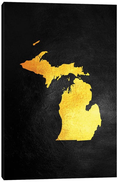 Michigan Gold Map Canvas Art Print - Michigan Art