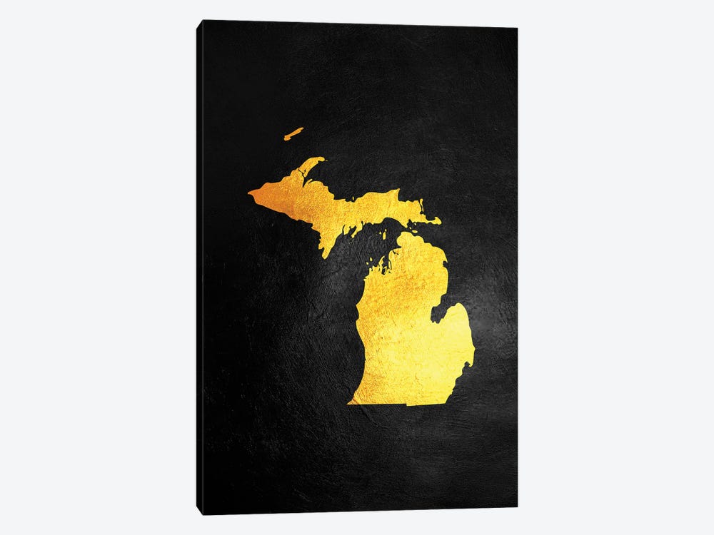 Michigan Gold Map by Adrian Baldovino 1-piece Canvas Artwork