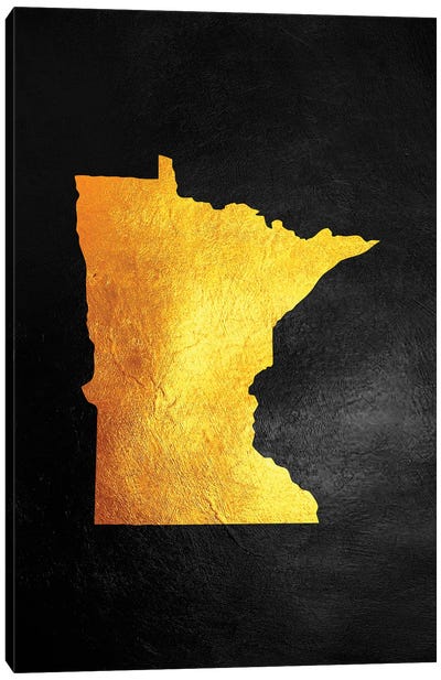 Minnesota Gold Map Canvas Art Print - Minnesota Art