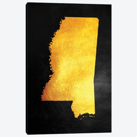 Mississippi Gold Map Canvas Print #ABV1074} by Adrian Baldovino Art Print
