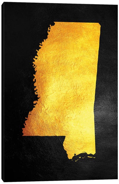 Mississippi Gold Map Canvas Art Print - Mississippi Art