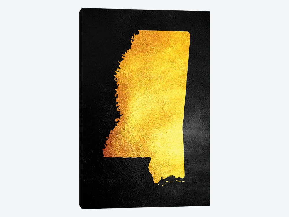 Mississippi Gold Map by Adrian Baldovino 1-piece Canvas Artwork