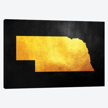 Nebraska Gold Map Canvas Print #ABV1077} by Adrian Baldovino Canvas Print