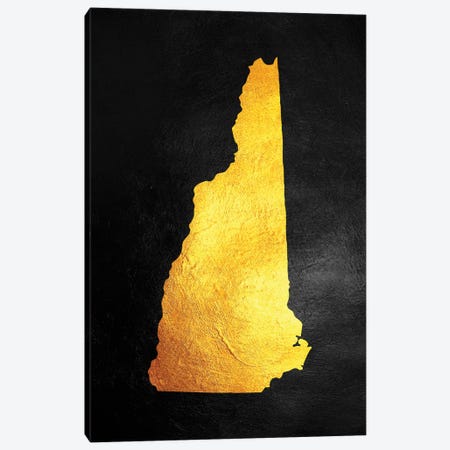 New Hampshire Gold Map Canvas Print #ABV1079} by Adrian Baldovino Canvas Wall Art