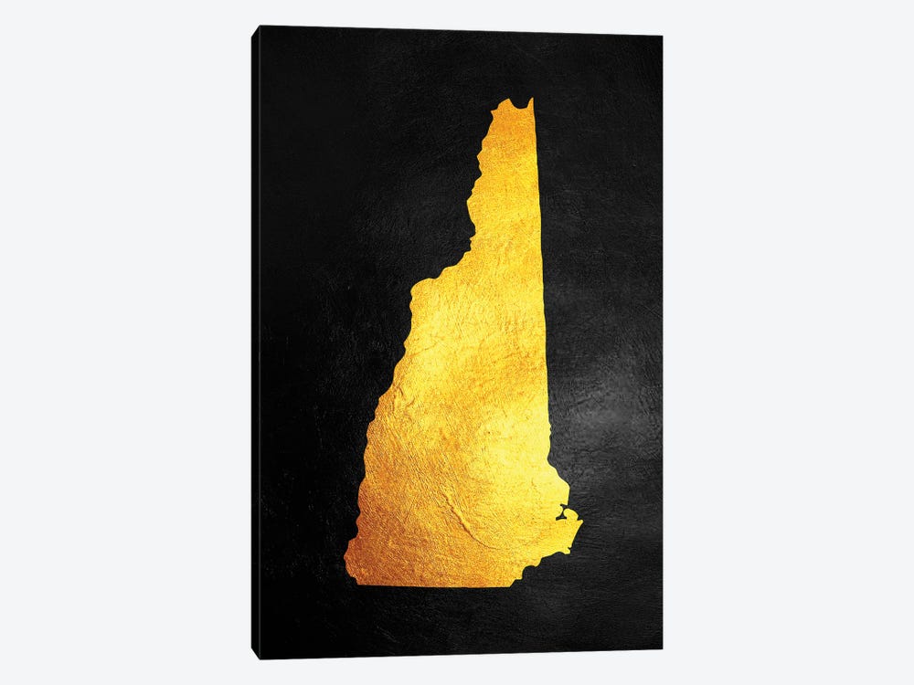 New Hampshire Gold Map by Adrian Baldovino 1-piece Canvas Print