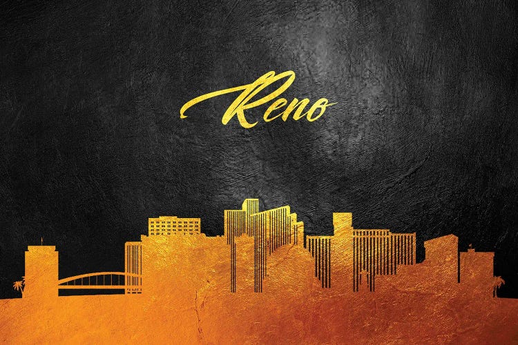 Reno Nevada Gold Skyline by Adrian Baldovino wall art