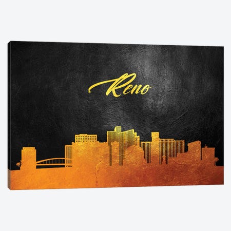 Reno Nevada Gold Skyline Canvas Print #ABV107} by Adrian Baldovino Canvas Print