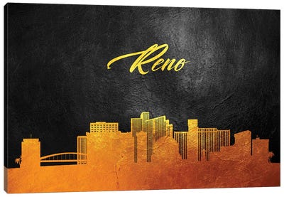 Reno Nevada Gold Skyline Canvas Art Print - Adrian Baldovino