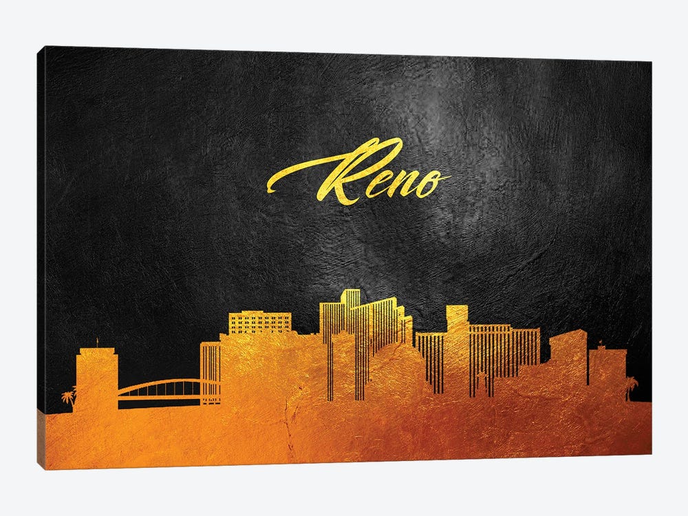 Reno Nevada Gold Skyline by Adrian Baldovino 1-piece Canvas Artwork