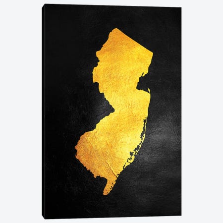New Jersey Gold Map Canvas Print #ABV1080} by Adrian Baldovino Art Print