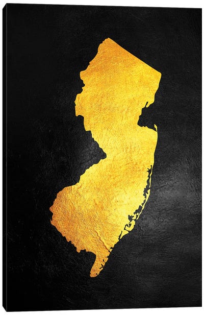 New Jersey Gold Map Canvas Art Print - New Jersey Art