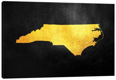 North Carolina Gold Map Canvas Art Print - North Carolina Art